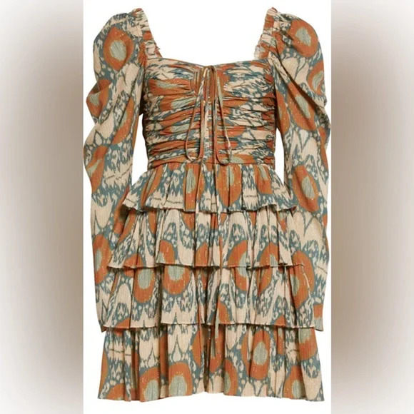 ULLA JOHNSON Naiya Dress Metallic Ruffle Mini Size 6 - Picture 16 of 16